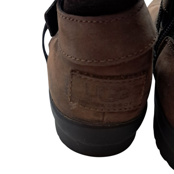 UGG Lorna Boots Womens 8 Brown Leather Suede Shearling Lined Waterproof Outdoors - Picture 9 of 16
